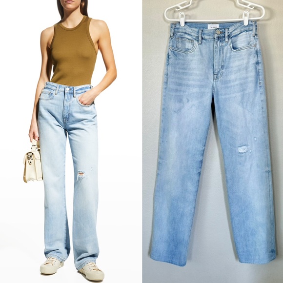 FRAME 27 Le Jane Baggy Straight Leg Jeans in Winslow LJN207 • Light Wash - Picture 1 of 15